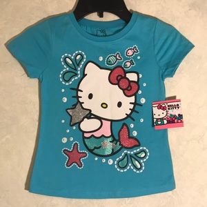 Mermaid Hello Kitty Girls Short Sleeve Tee Shirt.